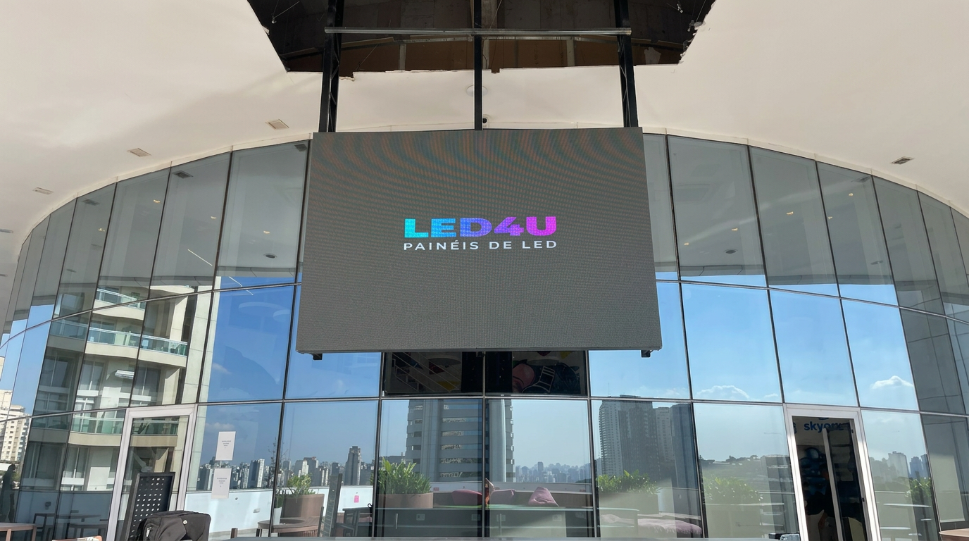 Painel de LED em fachada comercial de São Paulo